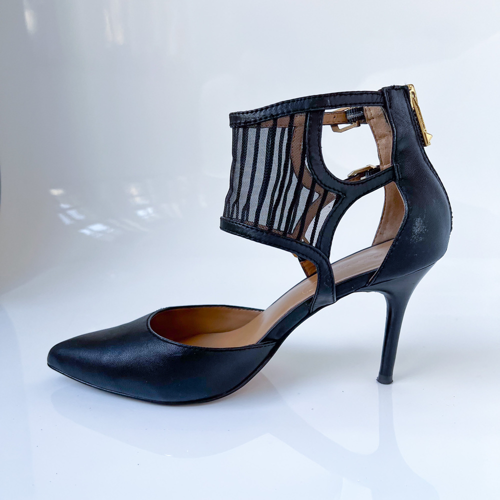 Report Signature Latrice D Leather Black Strappy Pumps Heels Size 8 - Picture 4 of 13